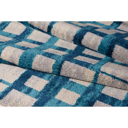 Eaton – Tapis décoratif Centre, bleu et beige