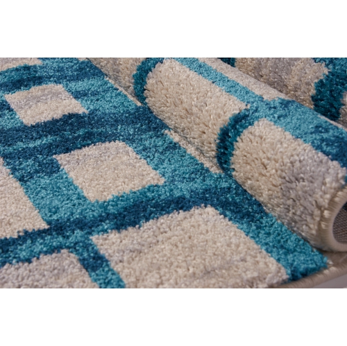 Eaton – Tapis décoratif Centre, bleu et beige