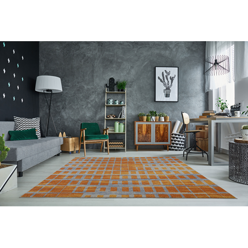 Grand Square Yellow Area Rug