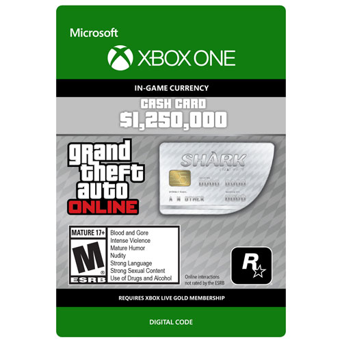 Grand Theft Auto V Great White Shark $1,250,000 Cash Card - Digital Download