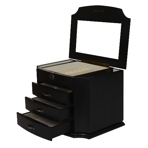 Grace Wood Finish Necklace Jewelry Box Armoire Four Storage Compartments