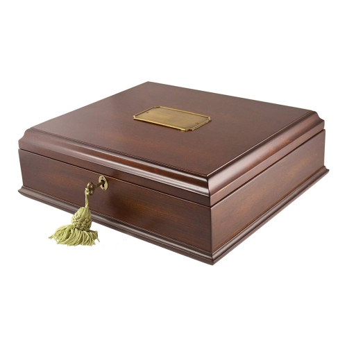 Large Antico Wood Memory Box Organizer, Wooden Keepsake Box With Lock And Key