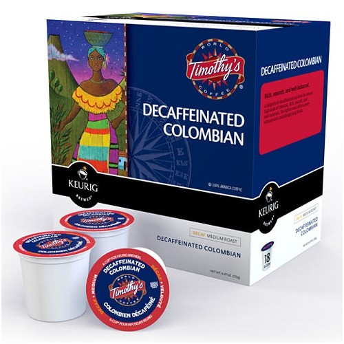 Timothy's Decaf Colombian Coffee K-Cup, 96 Count