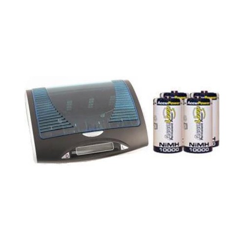 ACCUPOWER  Universal Lcd Battery Charger + 4 D Acculoop Nimh Batteries (10000 Mah)