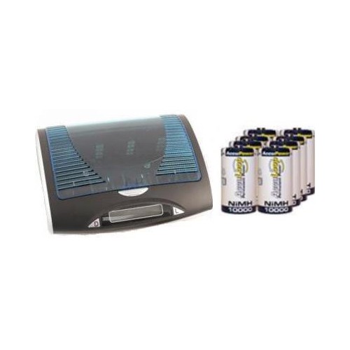 Universal LCD Battery Charger + 8 D AccuPower AccuLoop NiMH Batteries