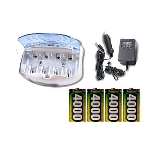 V-2299 Universal Smart Charger + 4 D NiMH AccuPower Batteries