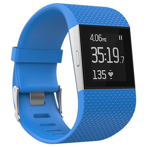 StrapsCo Silicone Rubber Strap for Fitbit Surge Strap in Sky Blue /Medium-Long Length
