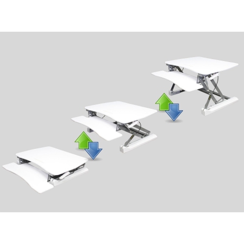 Boost Industries STS-DR35ii White 35" Sit to Stand Desk Riser with Bonus OrthoMAT32ii Anti-Fatigue Standing Mat