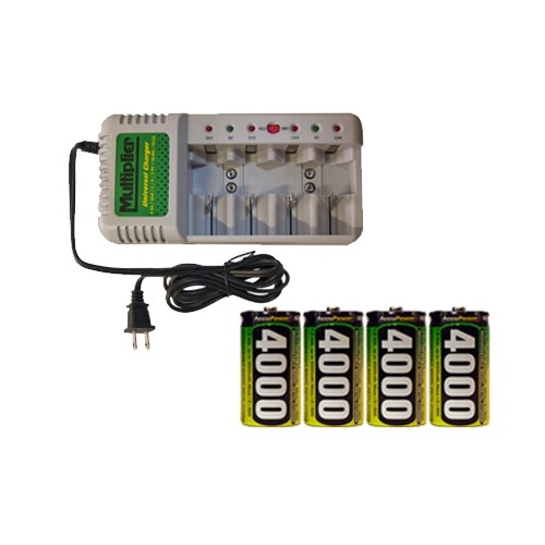 Universal Charger + 4 D AccuPower NiMH Batteries
