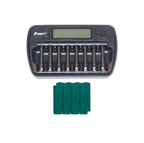 POWER PORTABLE  8 Bay Aa / Aaa Lcd Battery Charger + 8 Aa 2700 Mah Nimh Batteries