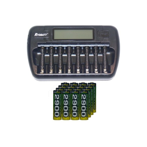 ACCUPOWER  8 Bay Aa / Aaa Lcd Battery Charger + 16 Aa 2900 Mah Nimh Batteries