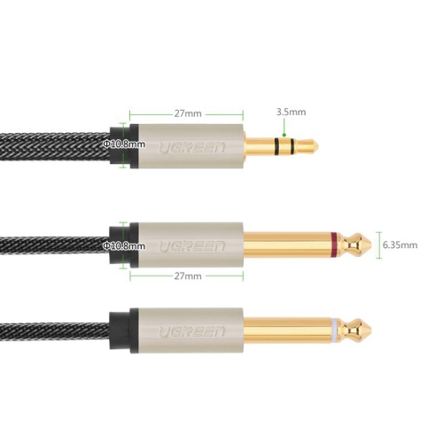UGREEN 3.5MM to Dual 6.5MM Audio Cablepure copper wire core15U gold-plated, OD 4.5MM
