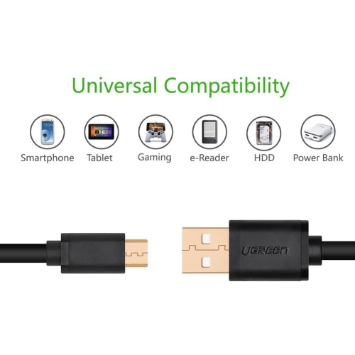 UGREEN 10837 1.5 m Micro USB B USB A Black Mobile Phone Cable