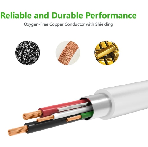 UGREEN Micro-USB male to USB male cable gold-plated 0.25M-3M: 28+22AWG OD:4.5MM White color