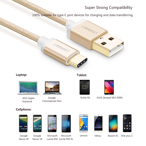 UGREEN USB 2.0 to USB-C cable with nylon webbing