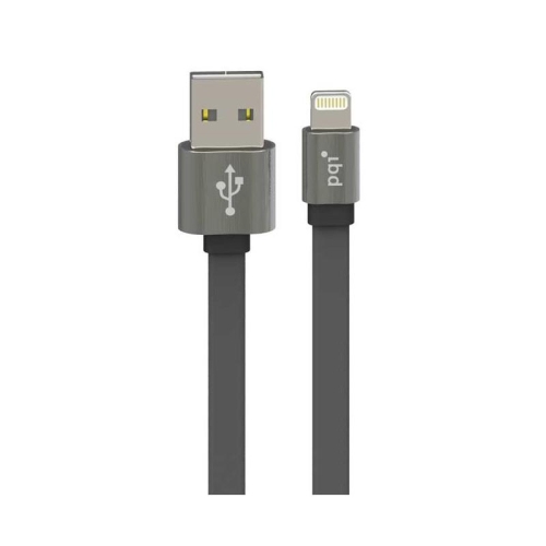 PQI Apple MFi Certified Metallic Lightning to reversible USB Flat Cable - 3 Feet 100 cm - Gray
