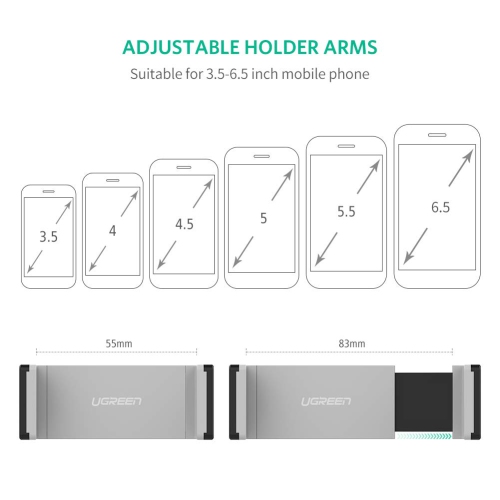 UGREEN Car Phone Mount Air Vent Cell Phone Stand Cradle 360 Degree Rotation Compatible for iPhone 11 Pro XS Max XR X 8 7 6S...