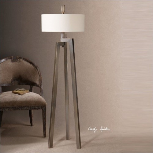 Uttermost Mondovi Modern Floor Lamp in Antiqued Bronze with Gold