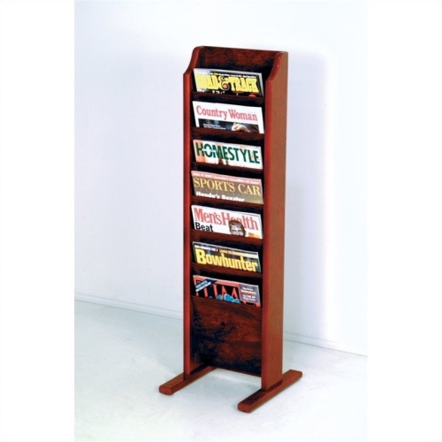 Wooden Mallet Free Standing 7 Pocket Magazine Rack in Mahogany