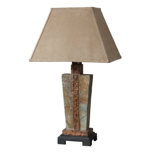 Uttermost Indoor and Outdoor Slate Accent Lamp in Hammered Copper