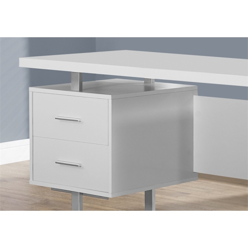 Computer Desk Home Office Laptop Storage Drawers 60"L Work Metal White
