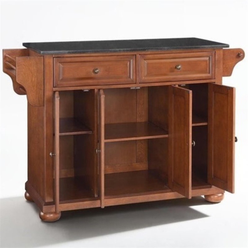 Crosley Alexandria Black Granite Top Kitchen Island in Cherry