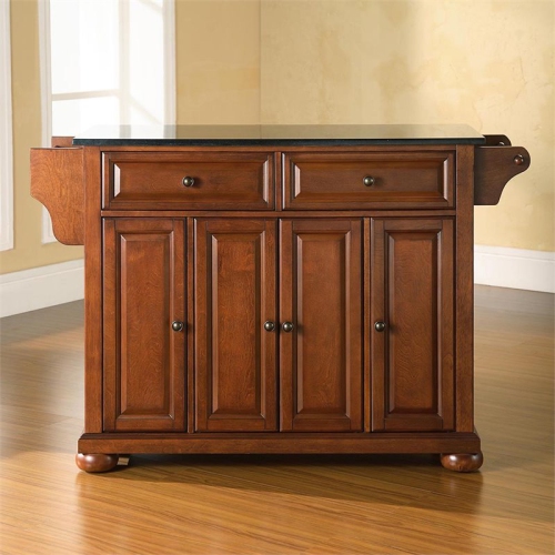 Crosley Alexandria Black Granite Top Kitchen Island in Cherry