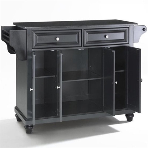 Crosley Cambridge Black Granite Top Kitchen Island in Black
