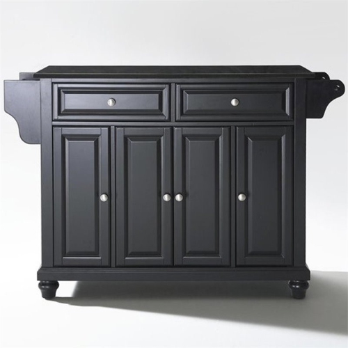 Crosley Cambridge Black Granite Top Kitchen Island in Black