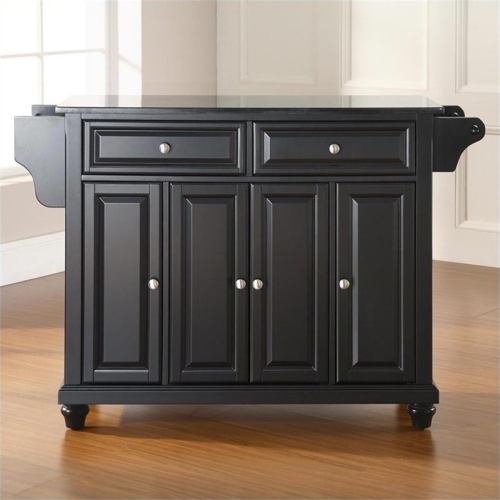 Crosley Cambridge Black Granite Top Kitchen Island in Black