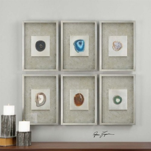 UTTERMOST  Agate Stone Silver Wall Art (Set Of 6)