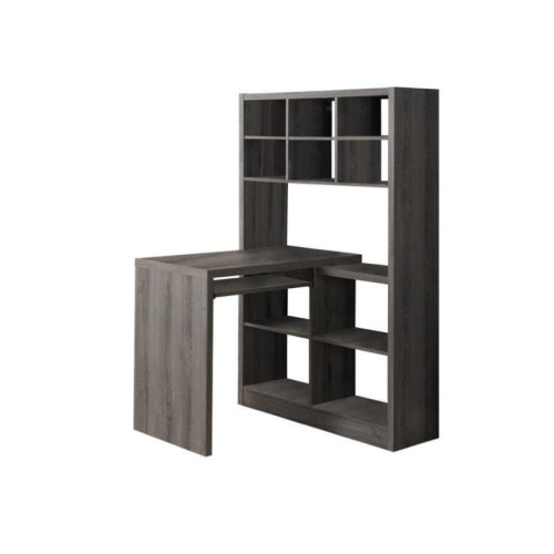 Computer Desk Bookcase Corner L Shape Work Laptop Laminate Brown