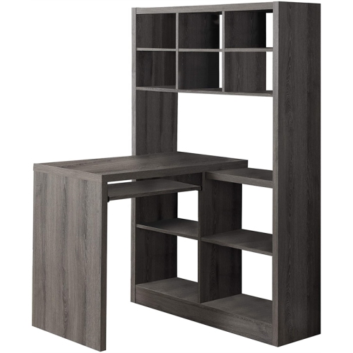 Computer Desk Bookcase Corner L Shape Work Laptop Laminate Brown