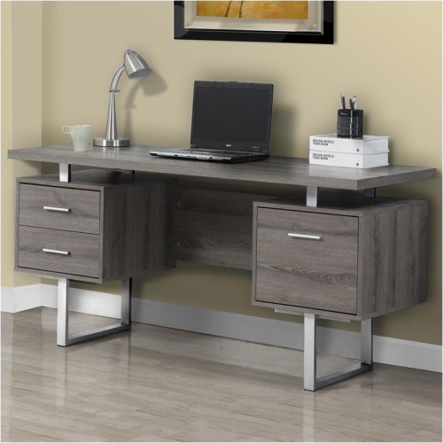 MONARCH  Computer Desk Home Office Laptop Storage Drawers 60"l Work Metal In Brown