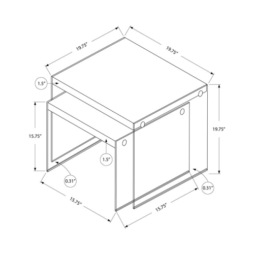 Nesting Table Side End Accent Bedroom Tempered Glass Glossy White