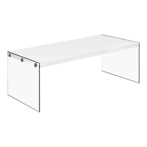 Coffee Table Accent Cocktail Living Room 44"L Tempered Glass Glossy White