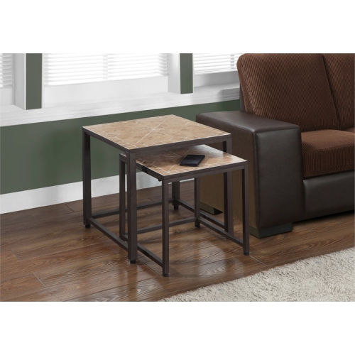 Nesting Table Set Of 2 Side End Metal Accent Bedroom Metal Brown