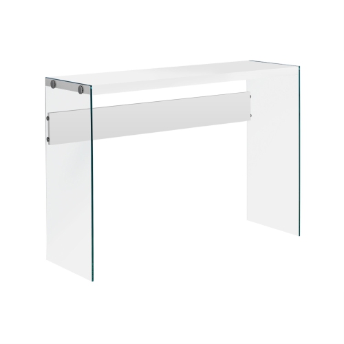 Monarch Hollow-Core Sofa Table in Glossy White with Tempered Glass