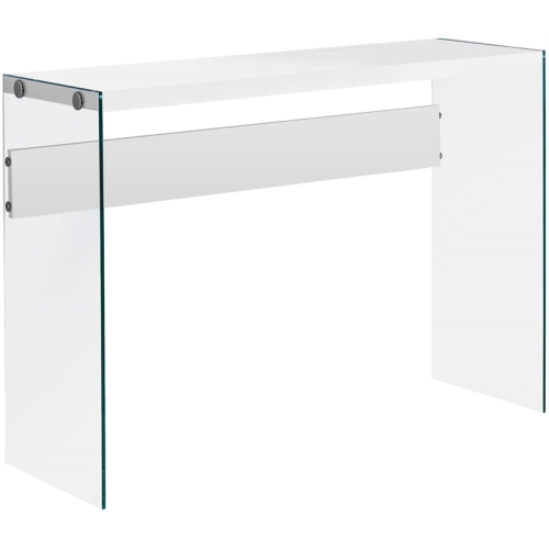 Accent Table Console Narrow Sofa Bedroom Tempered Glass Glossy White