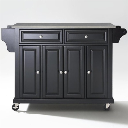 Crosley Stainless Steel Top Kitchen Cart in Black