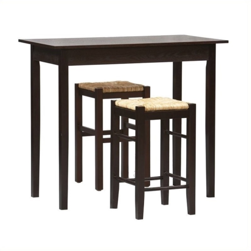 Linon Three Piece Wood Tavern Dining Set in Brown