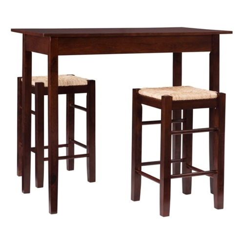 Linon Three Piece Wood Tavern Dining Set in Brown