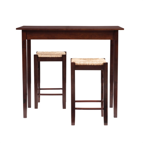 Linon Three Piece Wood Tavern Dining Set in Brown