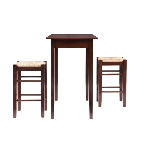 Linon Three Piece Wood Tavern Dining Set in Brown