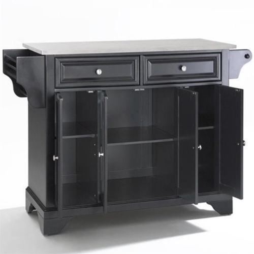 Crosley LaFayette Stainless Steel Top Kitchen Island in Black