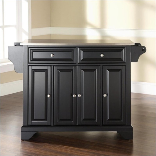 Crosley LaFayette Stainless Steel Top Kitchen Island in Black