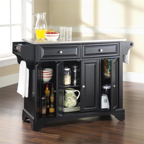 Crosley LaFayette Stainless Steel Top Kitchen Island in Black