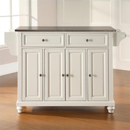 Crosley Cambridge Stainless Steel Top Kitchen Island in White