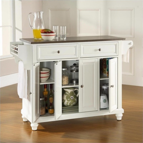 Crosley Cambridge Stainless Steel Top Kitchen Island in White