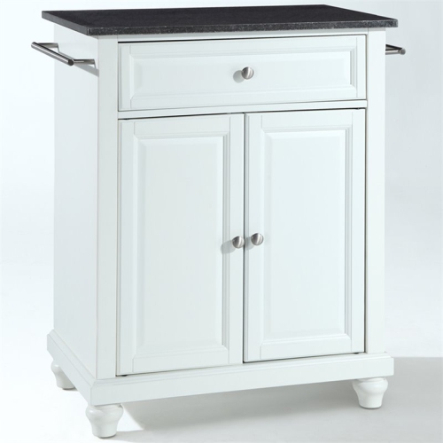 Crosley Cambridge Black Granite Top Portable Kitchen Island in White